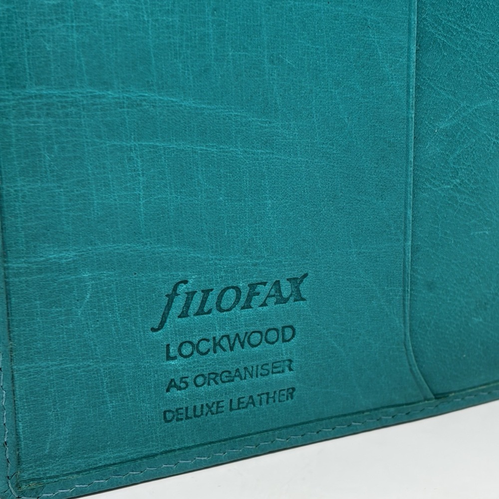 Filofax Lockwood A5 Organizer Teal Leather Planner Deluxe Zip Inserts - Picture 2 of 12